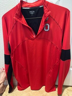 Men’s Ohio State Buckeye’s Authentic Apparel Red Half Zip Pullover Sz L
